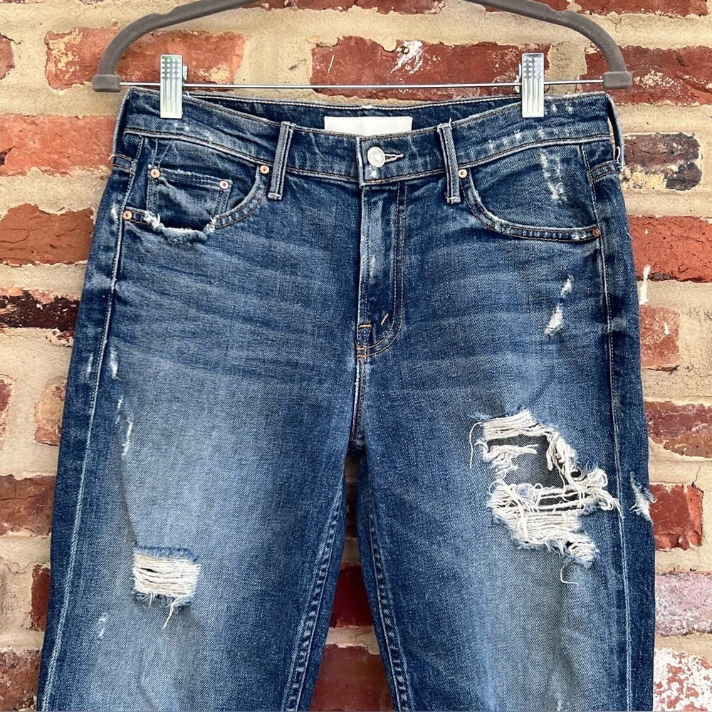 MOTHER The Sinner Jeans Ice Cream, You Scream Size 25 Distressed Mid-Rise Denim - Picture 4 of 15